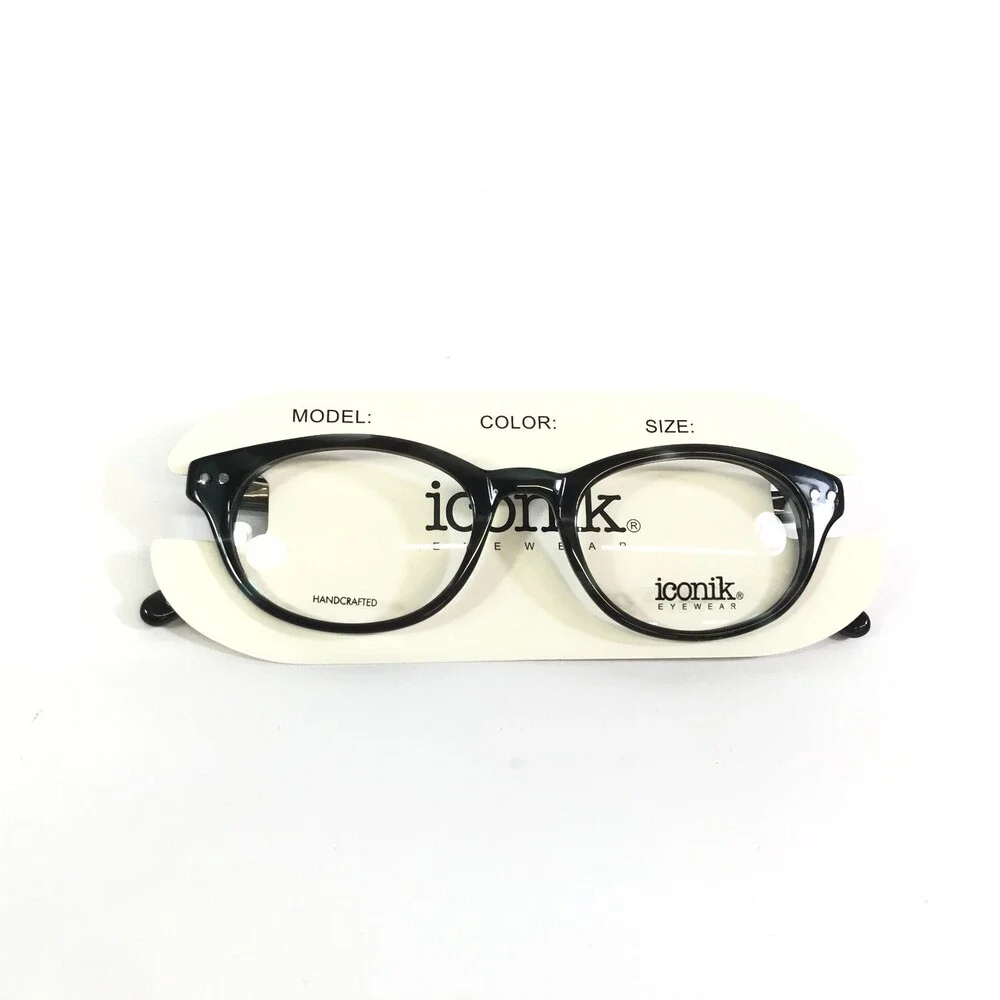 Iconik Eyewear Eyeglasses Frames Olivia C02 Black Blue Horn Full Rim 47-19-140